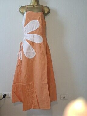 Orange Maxi Wrap Dress with White Floral Detail